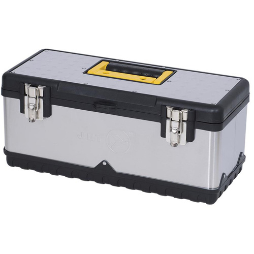 Coffre &agrave; outils portatif en acier inoxydable JPSTB-20, 9-63/100" P x 20" la x 8-7/8" h, Noir/Argent Cintas