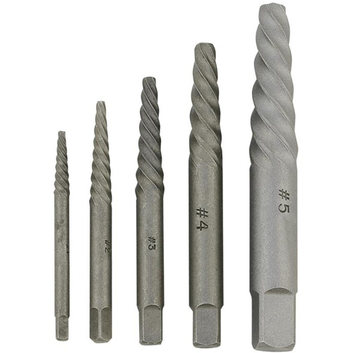 Jeu d'extracteurs de vis h&eacute;licoidale JSSE-5S , Acier alli&eacute; Cintas