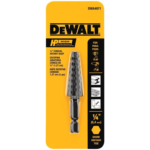 High Performance 1/2" Conical Rotary Rasp with 1/4" Hex Shank Cintas