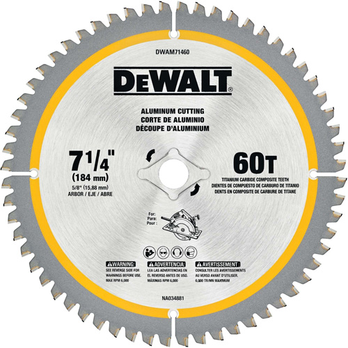Lame circulaire en acier avec pointes en carbure de tungst&egrave;ne, 7-1/4", 60 dents, Pour Non ferre Cintas
