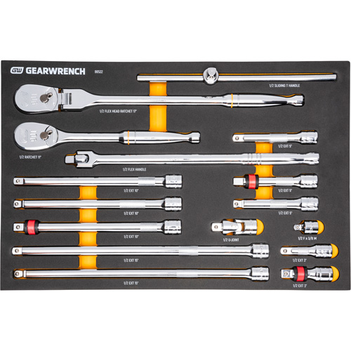 Ensemble d'outils &agrave; cliquet et d'entraînement 1/2" &agrave; 90 dents avec plateau de rangement en mousse Cintas