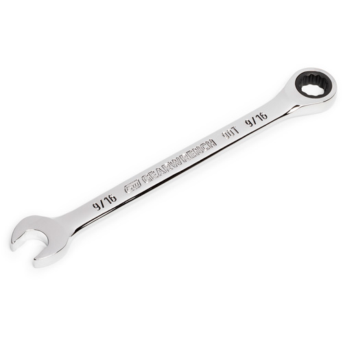 90-Tooth 12 Point Ratcheting Combination Wrench, 12 Point, 9/16", Chrome Finish Cintas