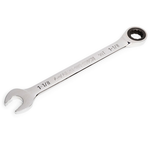 90-Tooth Ratcheting Combination Wrench, 12 Point, 1-1/8", Chrome Finish Cintas