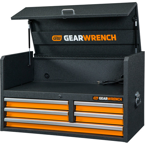 Tool Chest, 40-3/5" W, 5 Drawers, Black/Orange Cintas