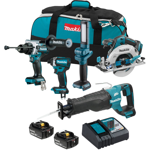 Ensemble de 5 outils sans fil LXT &agrave; moteur sans balais, Lithium-ion, 18 V Cintas