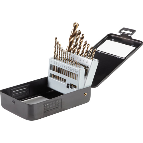 Gold Oxide Drill Bit Set, 21 Pieces, High Speed Steel Cintas