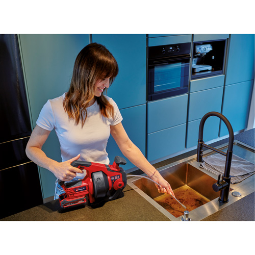 TE-DA 18/760 Li 18V Cordless Drain Auger (Tool Only), Powered, 25' Cable Length, 1/4" Cable Diameter Cintas