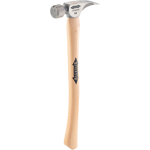 Marteau &agrave; face en titane frais&eacute;e avec manche incurv&eacute; en noyer, 14 oz, Prise en Bois, 18" lo Cintas