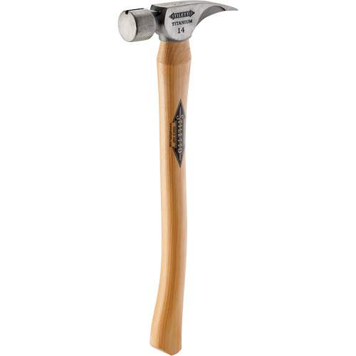 Marteau &agrave; face lisse en titane avec manche incurv&eacute; en noyer, 14 oz, Prise en Bois, 18" lo Cintas