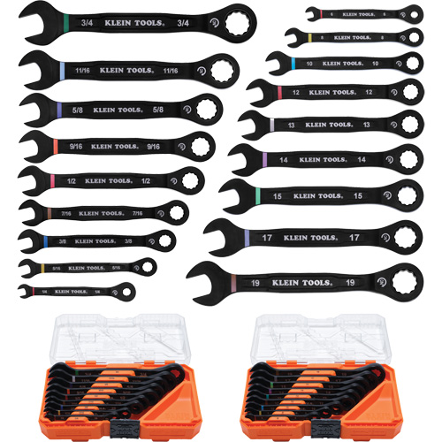 Wrench Set, Ratcheting Combination, 18 Pieces, Imperial and Metric Cintas