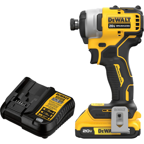 ATOMIC COMPACT SERIESMAX* Brushless Cordless Compact Impact Driver Kit, 1/4", 1700 in-lbs Max. Torque, 20 V, Lithium-Ion Cintas