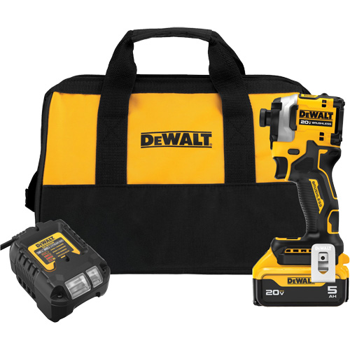 ATOMIC Brushless Cordless 3-Speed Impact Driver Kit, 1/4", 1825 in-lbs Max. Torque, 20 V, Lithium-Ion Cintas