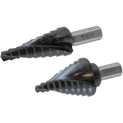 Multi-Step Drill Bit, 1/4" - 1-3/8" , 1/8" Increments, High Speed Steel Cintas