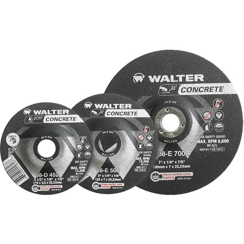 Meules &agrave; moyeu d&eacute;port&eacute; - B&eacute;ton type 27, 4-1/2" x 1/4", Arbre de 7/8", Type 27 Cintas