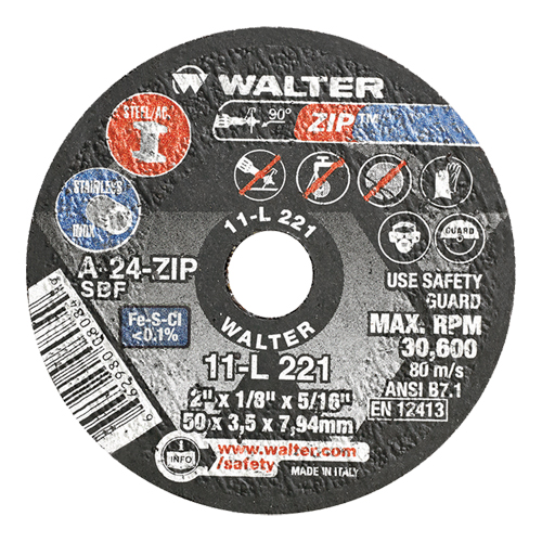 Meules &agrave; tronçonner renforc&eacute;es portatives de petit diam&egrave;tre - Zip, 2" x 1/8", Arbre de 5/16", Type 1, Oxyde d'aluminium, 31000 Tr/min Cintas