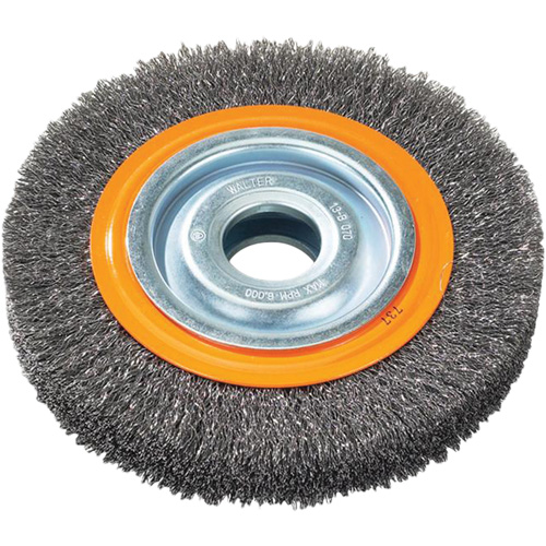 Brosse rotative, 7" dia., Fils 0,118", Arbre 1-1/4" Cintas