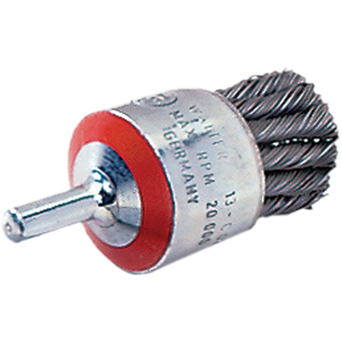 Mounted Knot-Twisted Wire Brush, 1-1/8" Dia., 0.02" Wire Dia., 1/4" Shank Cintas