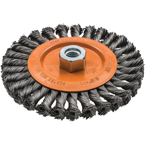 Wide Knotted Wire Wheel Brush, 5/8"-11 Arbor, Steel Cintas