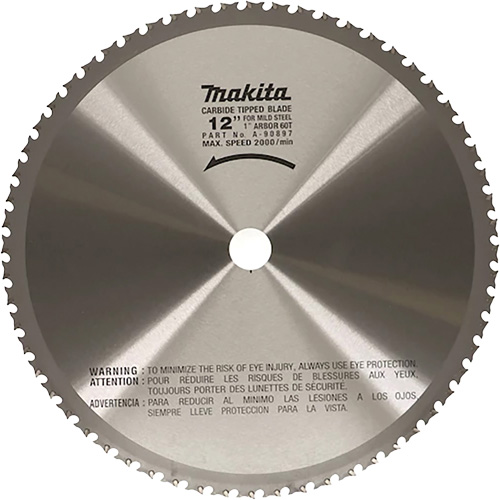 Cut Off Saw Blade for Portable Cut Off Saws, 12", 60 Teeth, Metal Use Cintas