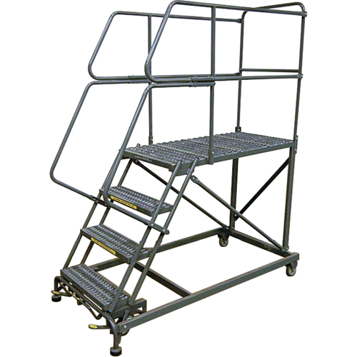 Plateformes de travail mobiles, Acier, 5 Marches, 50" ha, 36" p, 24" Marche, Stri&eacute; Cintas