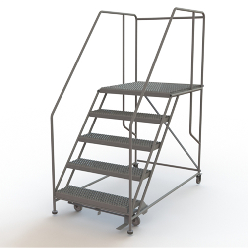 Plateforme de travail mobile, Acier, 5 Marches, 50" ha, 36" p, 36" Marche, Stri&eacute; Cintas
