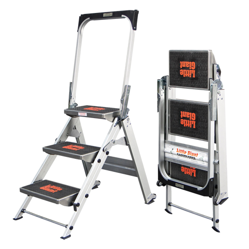 Safety Stepladder with Bar & Tray, 2.2', Aluminum, 300 lbs. Capacity, Type 1A Cintas