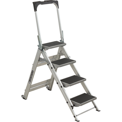 Tilt & Roll Step Stool Ladder, 4 Steps, 44.25" x 22.13" x 59" High Cintas
