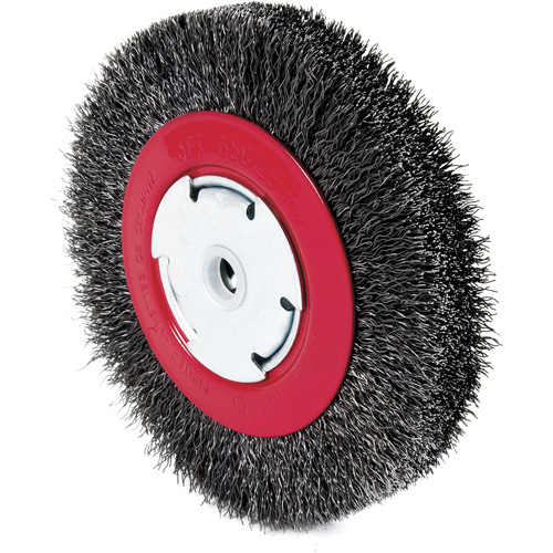 101F-3M Crimped Wire Wheel, 6" Dia., 0.014" Fill, 1/2"/2"/5/8" Arbor Cintas