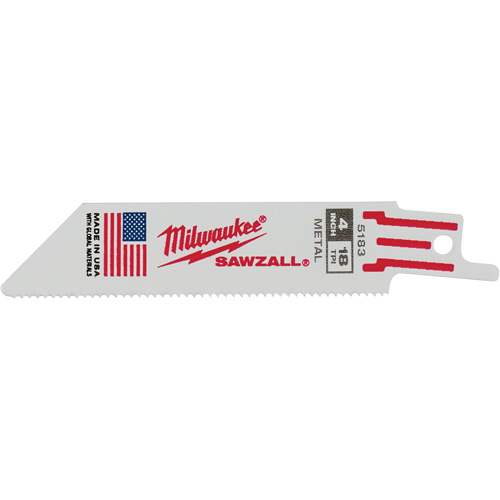Lame de scie alternative Sawzall, Bim&eacute;tal, 18 Dents par pouce, 4" lo x 3/4" la Cintas