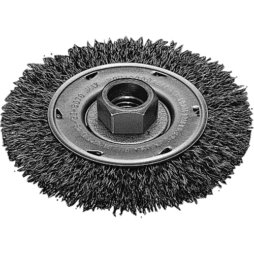 Disque m&eacute;tallique &agrave; fils torsad&eacute;s, Dia. 4", Fils 0,02", Arbre 5/8"-11, Acier inoxydable Cintas