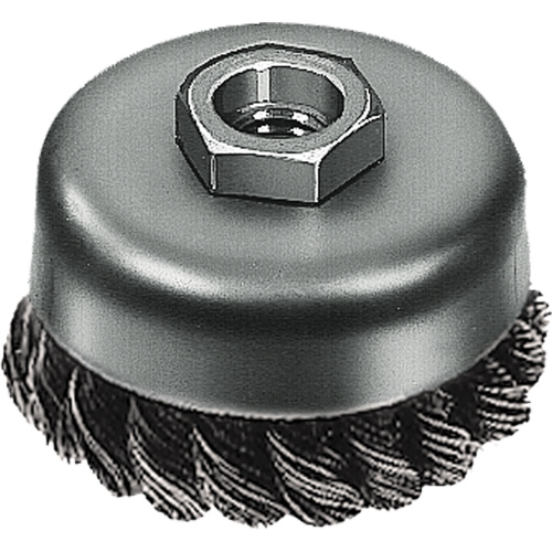 Brosse boisseau &agrave; fil nou&eacute;, 3" dia. x 5/8"-11 arbre Cintas
