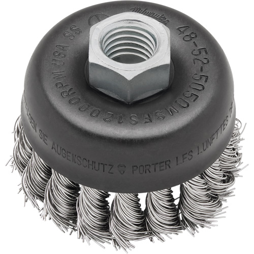 Brosse boisseau &agrave; fil nou&eacute;, 3" dia. x 5/8"-11 arbre Cintas