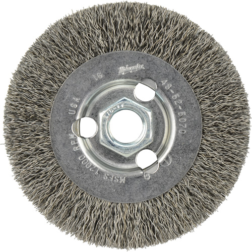 Disque &agrave; fils cr&ecirc;p&eacute;s, 4" dia., Fils 0,12", Arbre 5/8"-11 Cintas