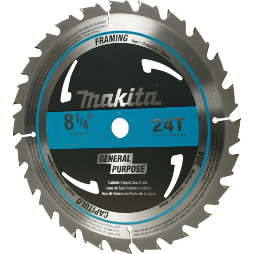 Lame de scie circulaire pour charpente &agrave; pointes au carbure, 8-1/4", 24 dents, Pour Bois Cintas