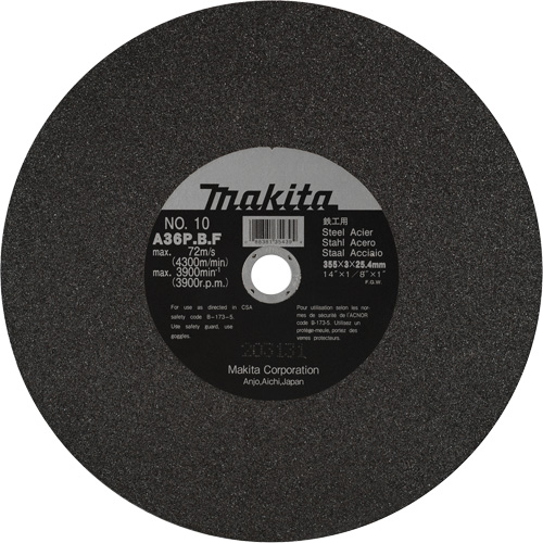 Metal Cutting Wheels, 14" x 1/8", 1" Arbor, Aluminum Oxide, 3900 RPM Cintas