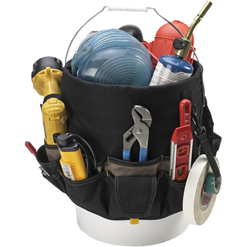 48-Pocket Bucket Buddy, 6" L x 11" W x 12" H, Polyester, Black Cintas