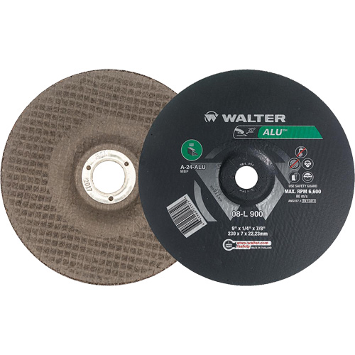 Aluminium Depressed Centre Grinding Wheels, 9" x 1/4", 7/8" Arbor, Type 27 Cintas