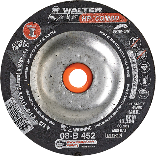 Meule combin&eacute;e HP Combo vissable, 4-1/2" x 1/8", Arbre de 5/8"-11, Type 27S Cintas