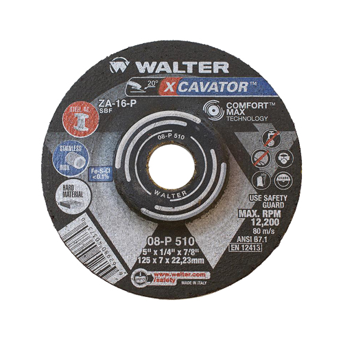 XCAVATOR Grinding Wheel, 5" x 1/4", 7/8"/5/8"-11 Arbor, Zirconium, Type 27 Cintas
