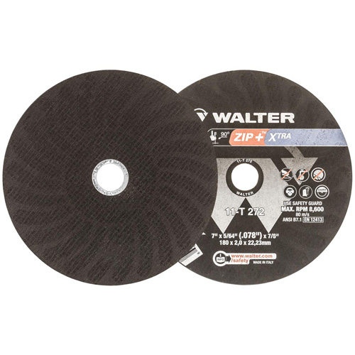 Zip+Xtra Heavy-Duty Cut-Off Wheel, 7" x 5/64", 7/8" Arbor, Type 1, Aluminum Oxide, 8600 RPM Cintas
