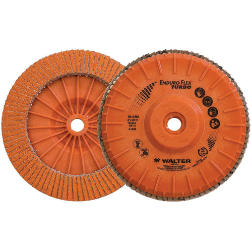 Enduro-Flex Turbo Flap Disc, 6" x 5/8"-11, Type 27S, 36/60 Grit, Ceramic Cintas