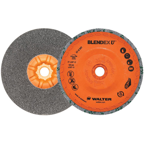 Blendex U Finishing Cup Disc, 5" Dia., Fine Grit, Silicon Carbide Cintas