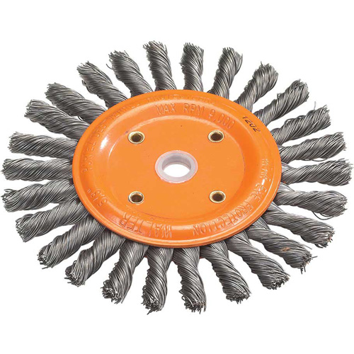Knot-Twisted Wire Bench Wheel, 8" Dia., 0.0118" Fill, 5/8" Arbor, Steel Cintas
