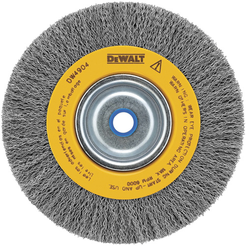 Brosse &agrave; fils torsad&eacute;s d&eacute;tabli, 6" dia., Fils 0,014", Arbre 5/8" - 1/2" Cintas