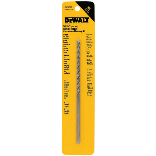 4-Flute Hammer Drill Bit, 5/32", 3-Flat Shank, Carbide Cintas