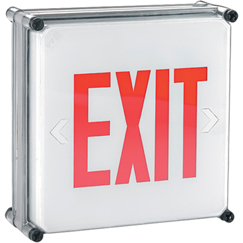 Enseignes Exit Aqua NEMA 4x, DEL, &agrave; raccordement fixe, 11-3/4" lo x 11-3/4" la, Anglais Cintas