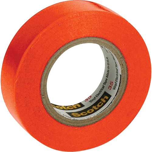 Rubans en vinyle pour codage en couleurs 35 Scotch, 12,7 mm (1/2") x 20,1 m (66'), Orange, 7 mils Cintas