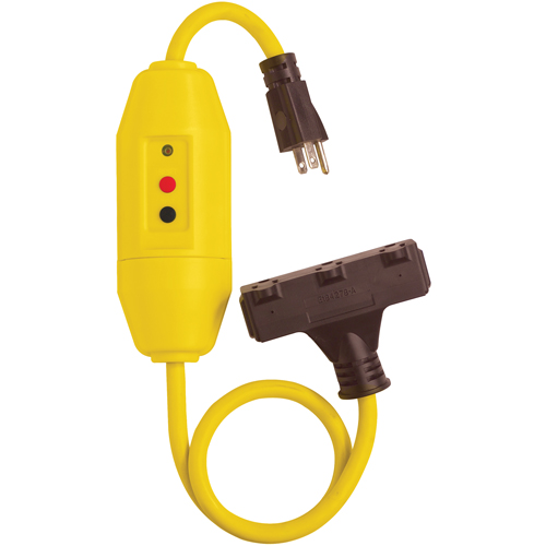 Cordons &agrave; trois prises avec disjoncteur de fuite &agrave; la terre, 120 V, 15 A, Cordon de 2' Cintas