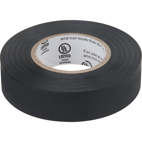 Electrical Tape, 19 mm (3/4") x 18 M (60'), Black, 7 mils Cintas