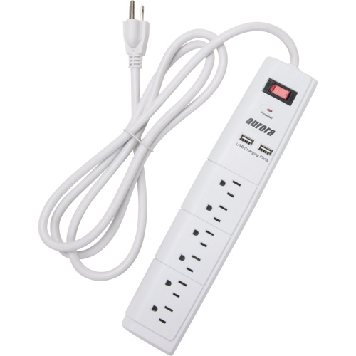 Limiteur de surtension avec chargeur USB, 6 Prises, 1200 J, 1875 W, Cordon 6' Cintas